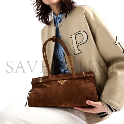 PRADA BONNIE MEDIUM SUEDE HANDBAG 1BA426 (32*15.5*12cm)